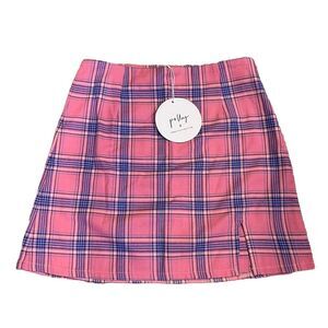 Princess Polly The Briggs Mini Skirt Womens Sz 8 Pink Plaid Y2K School Girl NWT